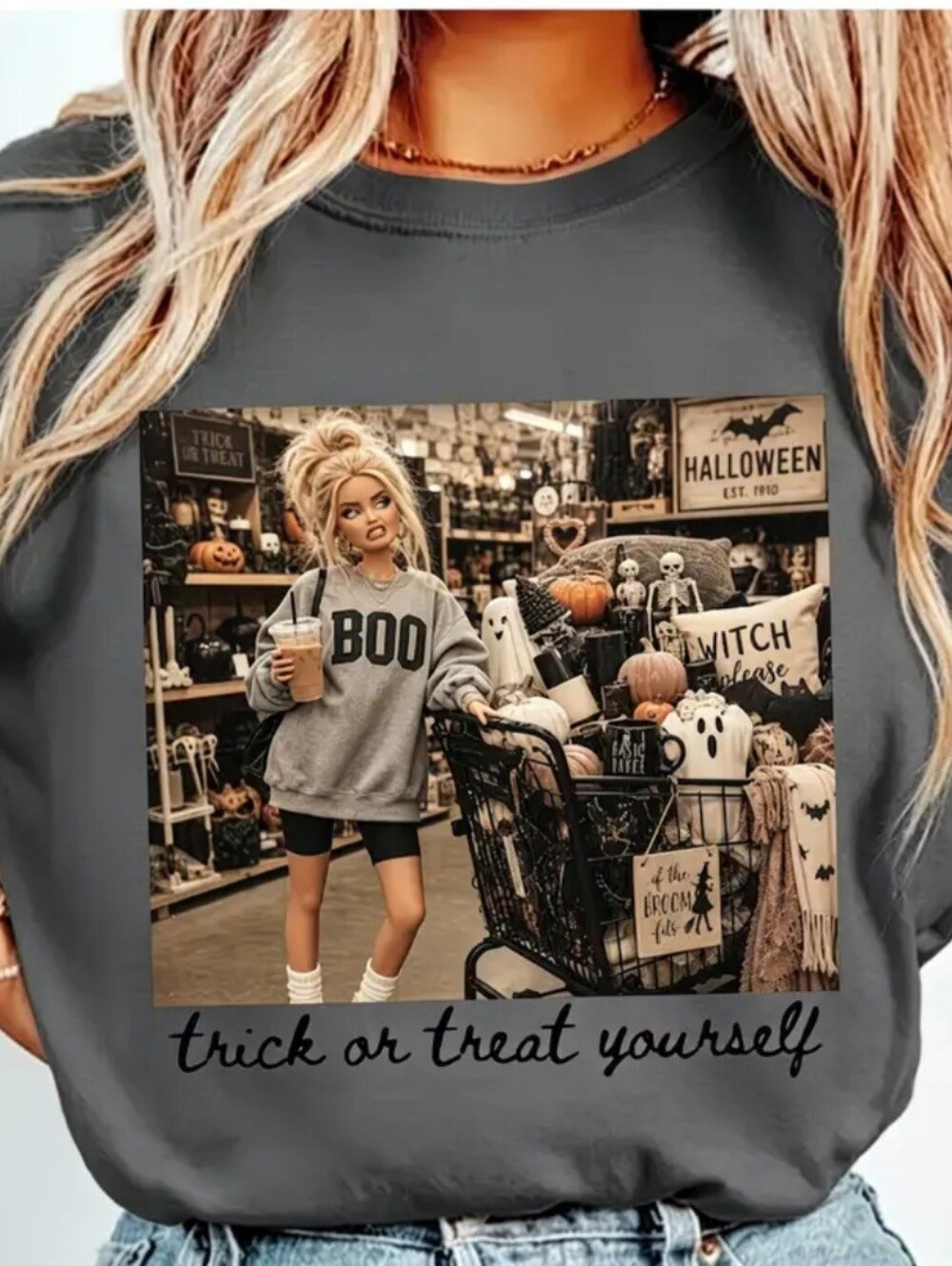 Unbranded Women's Gray 'Boo' Halloween Short Sleeve Tee